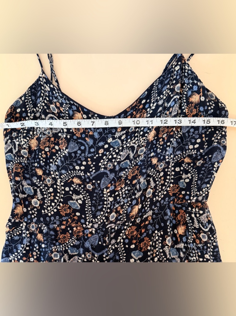 Roan + Ryan Elaine Navy Floral Wide Leg Jumpsuit - Size Large - Picture 10 of 10